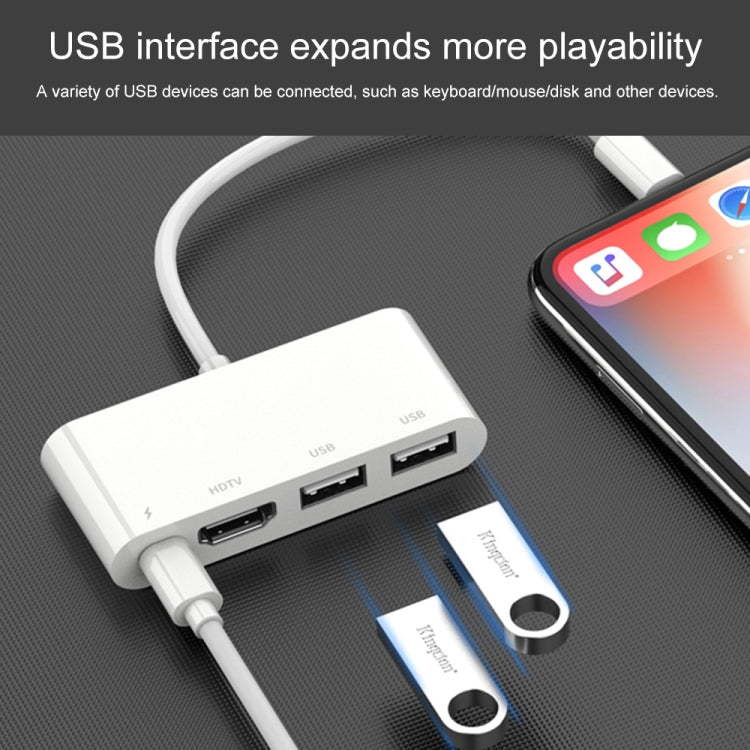 75216 4 in 1 8 Pin to HDMI + 8 Pin Charging + 2 USB Ports HD Video Converter by buy2fix