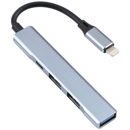 S-209 3 in 1 8 Pin Male to Dual USB 2.0 + USB 3.0 Female Adapter HUB(Silver Grey) by buy2fix