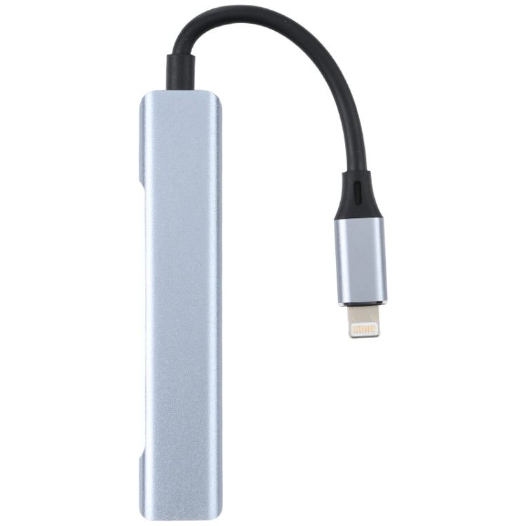 S-209 3 in 1 8 Pin Male to Dual USB 2.0 + USB 3.0 Female Adapter HUB(Silver Grey) by buy2fix