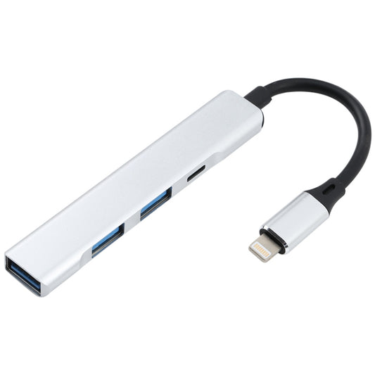 S-209 3 in 1 8 Pin Male to Dual USB 2.0 + USB 3.0 Female Adapter HUB(Silver) by buy2fix
