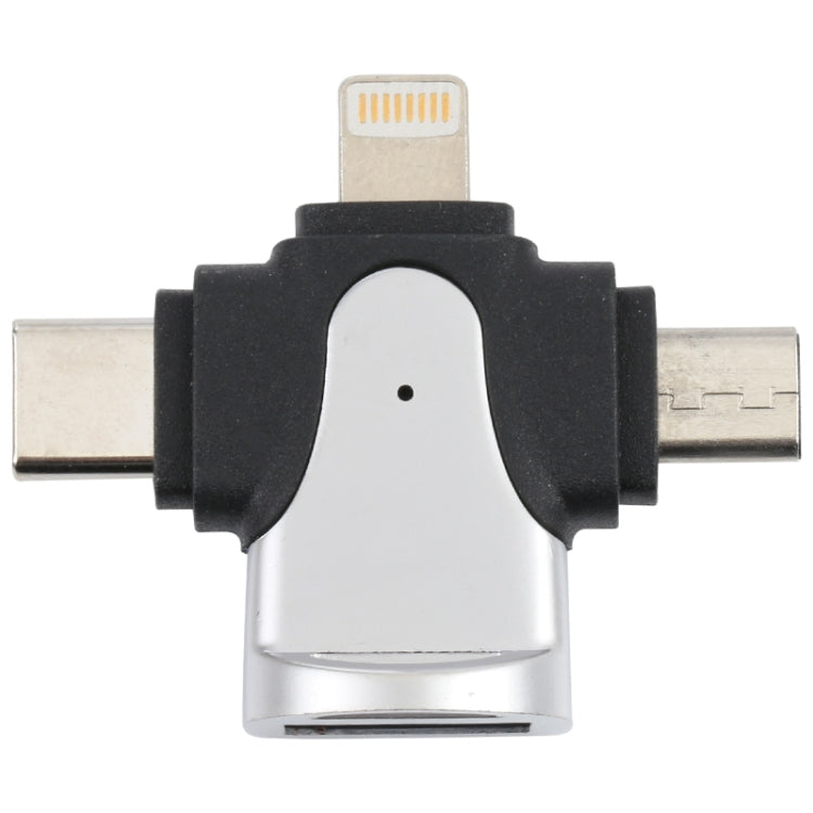 3 in 1 8 Pin + USB-C / Type-C + Micro USB Male to USB 3.0 Female Zinc Alloy Adapter by buy2fix