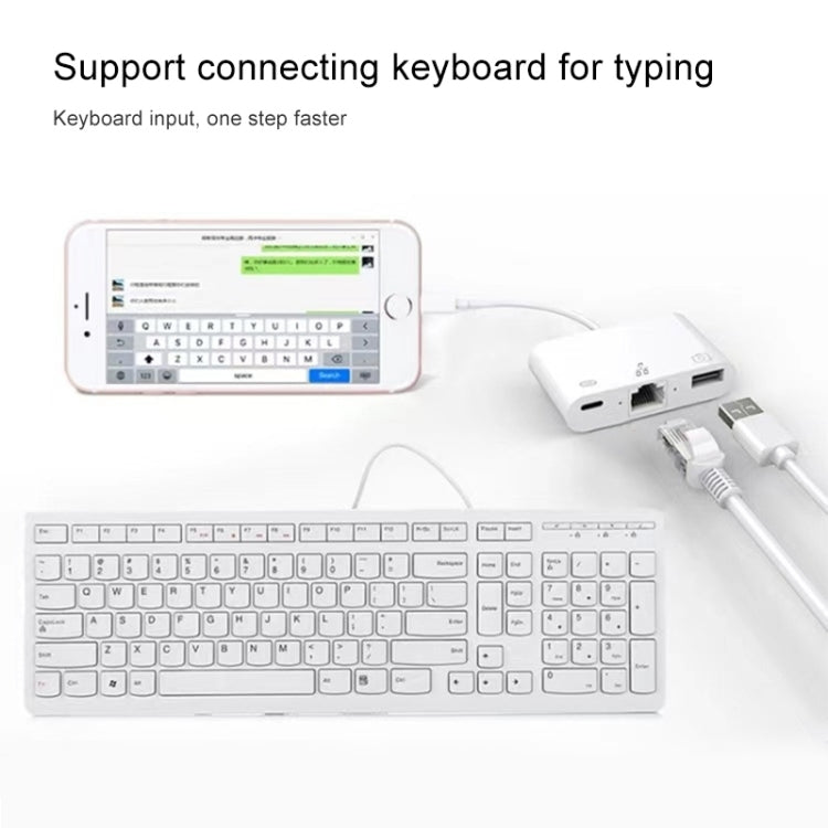 NK-107 3 in 1 8 Pin Male to USB + 1000M Ethernet + 8 Pin Power Female Adapter by buy2fix