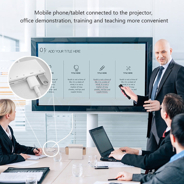 5 in 1 8 Pin Male to USB + HDMI + TF / SD Card Slot + 8 Pin Power Female OTG Digital AV Adapter by buy2fix