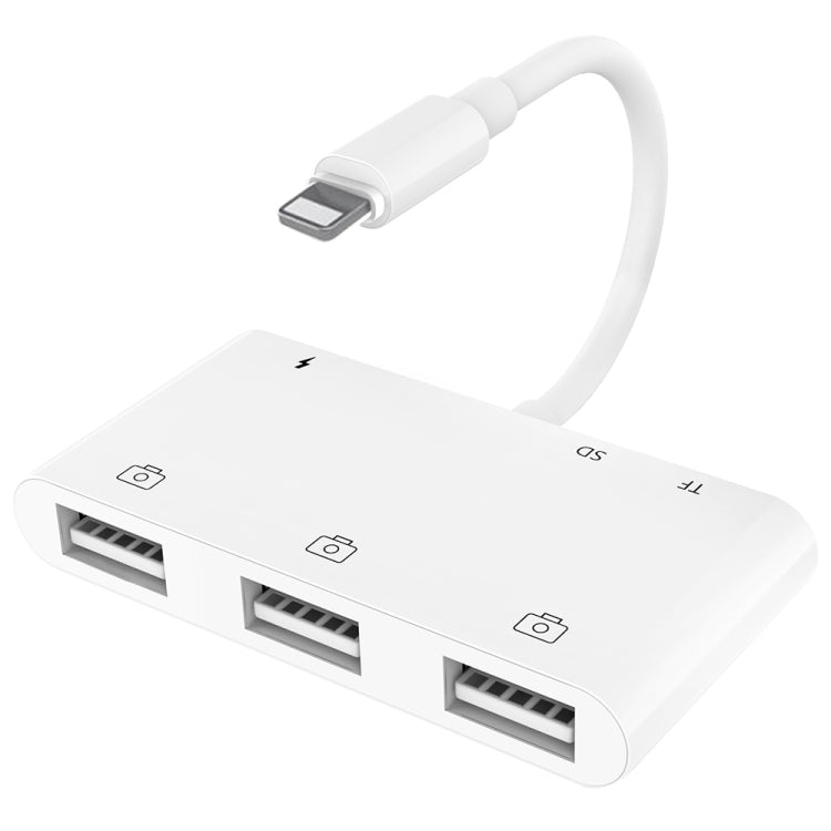 6 in 1 8 Pin Male to 3 USB + TF / SD Card Slot + 8 Pin Power Female Adapter by buy2fix