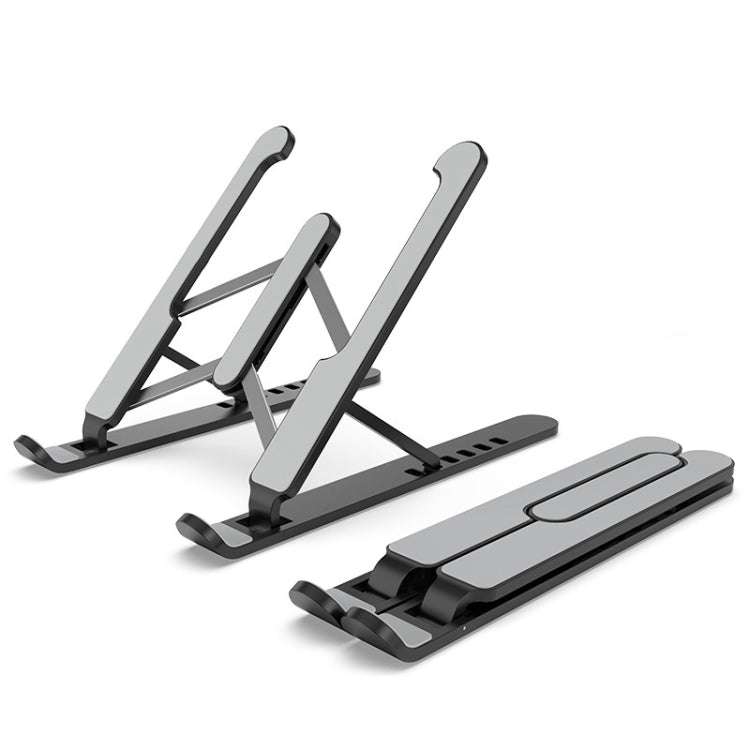 Laptop Stand Desktop Raise Bracket Cooling Base Lifting Holder Foldable (Black) - Laptop Stand by buy2fix | Online Shopping UK | buy2fix