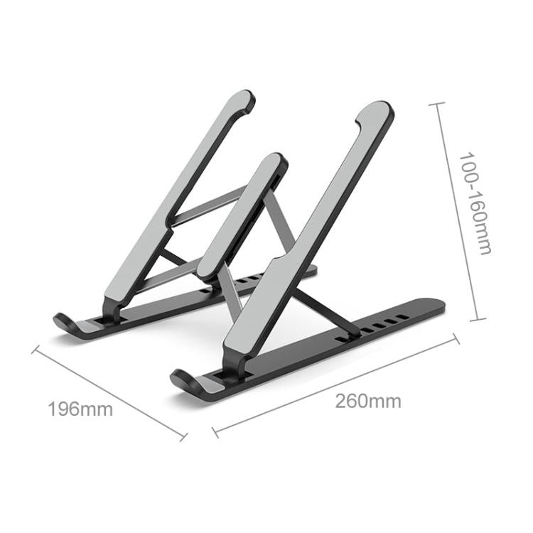 Laptop Stand Desktop Raise Bracket Cooling Base Lifting Holder Foldable (Black) - Laptop Stand by buy2fix | Online Shopping UK | buy2fix