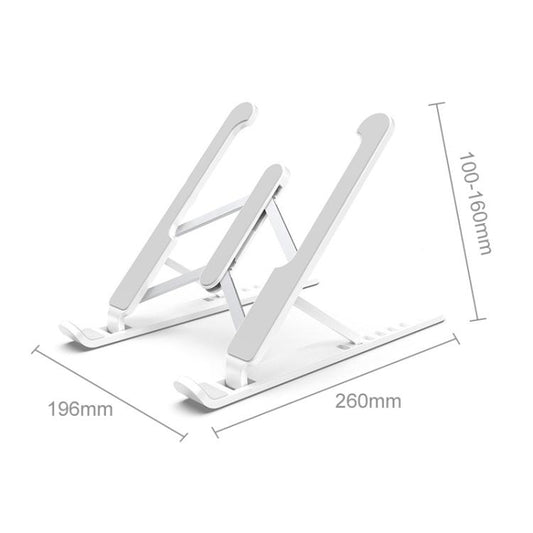 Laptop Stand Desktop Raise Bracket Cooling Base Lifting Holder Foldable (White) - Laptop Stand by buy2fix | Online Shopping UK | buy2fix