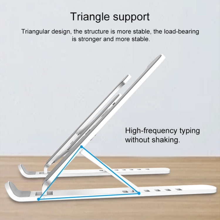 Laptop Stand Desktop Raise Bracket Cooling Base Lifting Holder Foldable (White) - Laptop Stand by buy2fix | Online Shopping UK | buy2fix