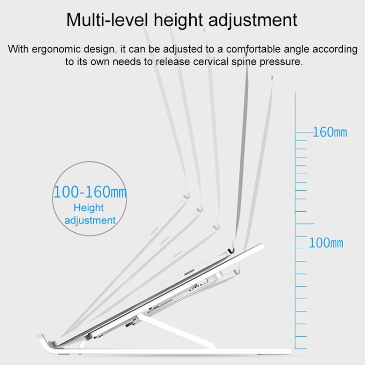 Laptop Stand Desktop Raise Bracket Cooling Base Lifting Holder Foldable (White) - Laptop Stand by buy2fix | Online Shopping UK | buy2fix