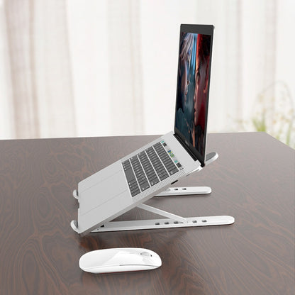 Laptop Stand Desktop Raise Bracket Cooling Base Lifting Holder Foldable (White) - Laptop Stand by buy2fix | Online Shopping UK | buy2fix