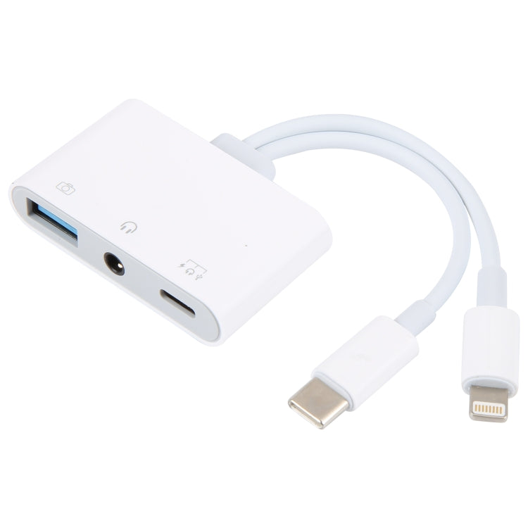 NK-109Pro USB-C/Type-C+8 Pin to USB+3.5mm+USB-C/Type-C Multifunctional Audio Adapter by buy2fix