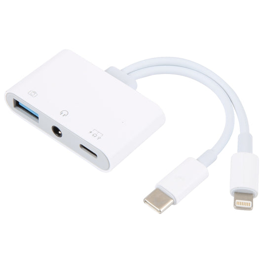 NK-109Pro USB-C/Type-C+8 Pin to USB+3.5mm+USB-C/Type-C Multifunctional Audio Adapter by buy2fix