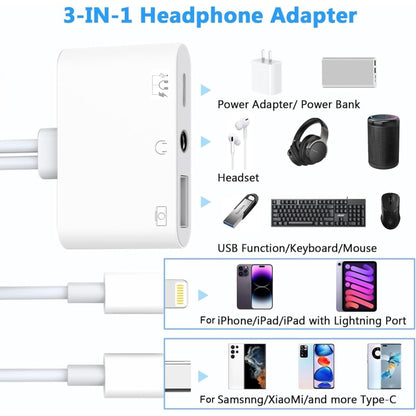 NK-109Pro USB-C/Type-C+8 Pin to USB+3.5mm+USB-C/Type-C Multifunctional Audio Adapter by buy2fix