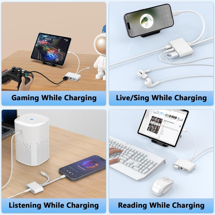 NK-109Pro USB-C/Type-C+8 Pin to USB+3.5mm+USB-C/Type-C Multifunctional Audio Adapter by buy2fix