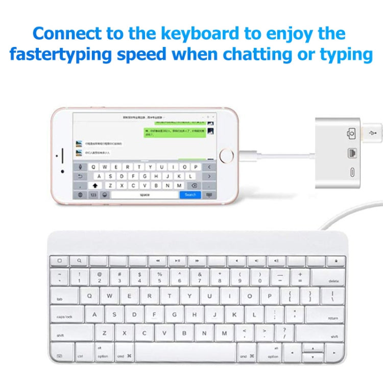 NK-107 3 in 1 Ethernet + USB + 8 Pin Charging Female Ports to 8 Pin Male OTG Digital Video Converter Cable by buy2fix