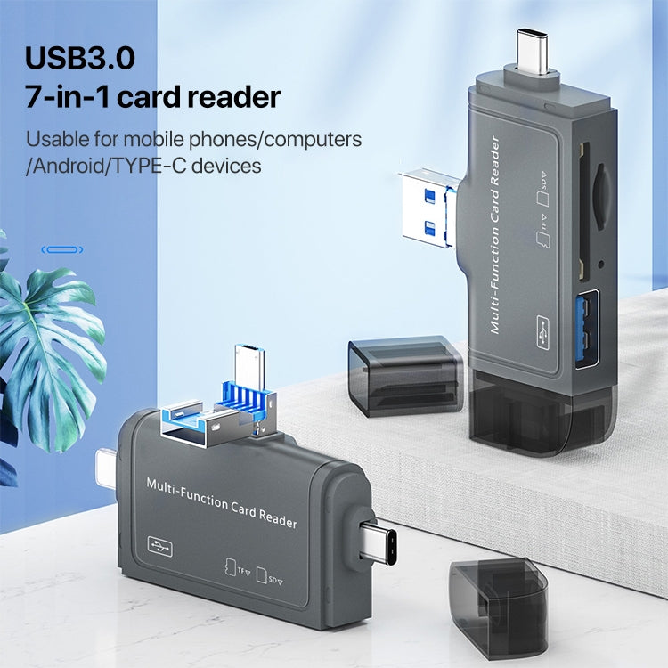 7 In 1 USB 3.0 Card Reader (Dark Gray) by buy2fix