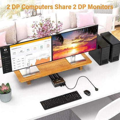 KC-KVM202DPA-USB2.0 DP 3DP+3DP KVM Switch (Black) by buy2fix