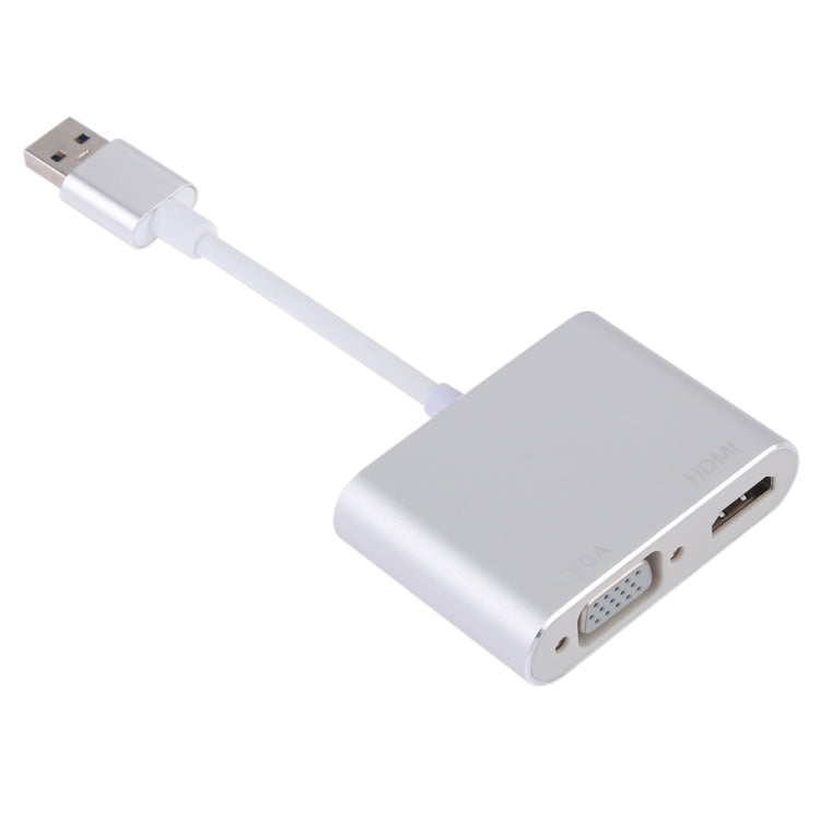 2 in 1 USB 3.0 to HDMI + VGA Adapter(Silver) by buy2fix