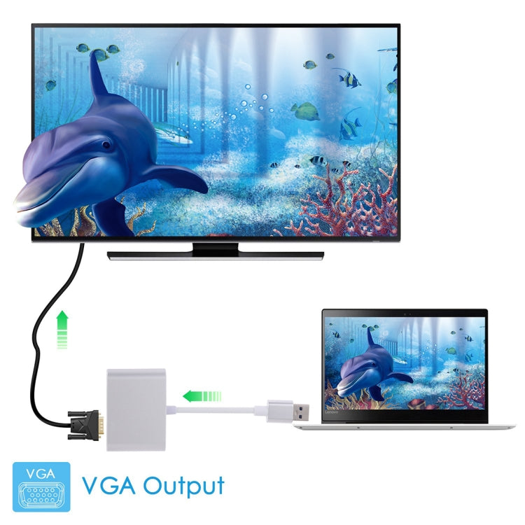 2 in 1 USB 3.0 to HDMI + VGA Adapter(Silver) by buy2fix