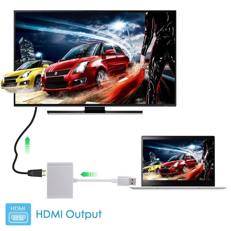 2 in 1 USB 3.0 to HDMI + VGA Adapter(Silver) by buy2fix