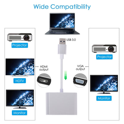 2 in 1 USB 3.0 to HDMI + VGA Adapter(Silver) by buy2fix