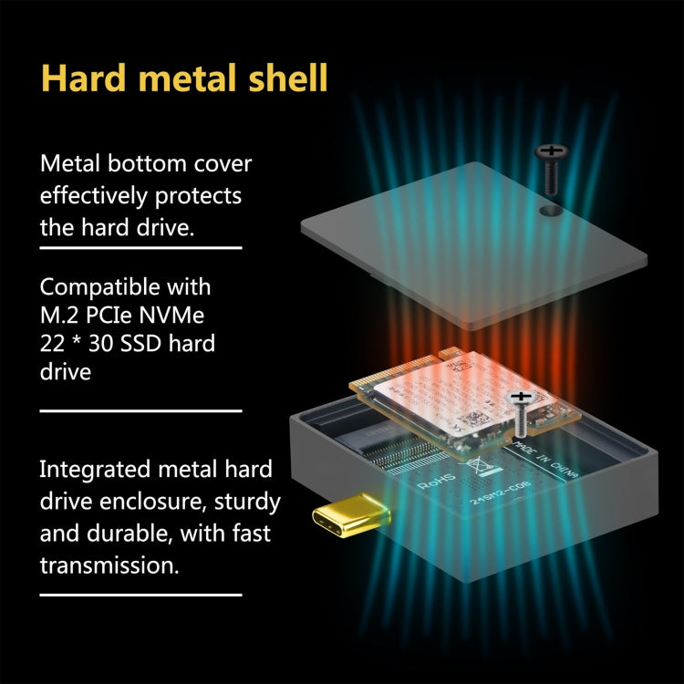 M.2 2230 NVMe External Type-C 10Gbps Hard Drive Enclosure by buy2fix