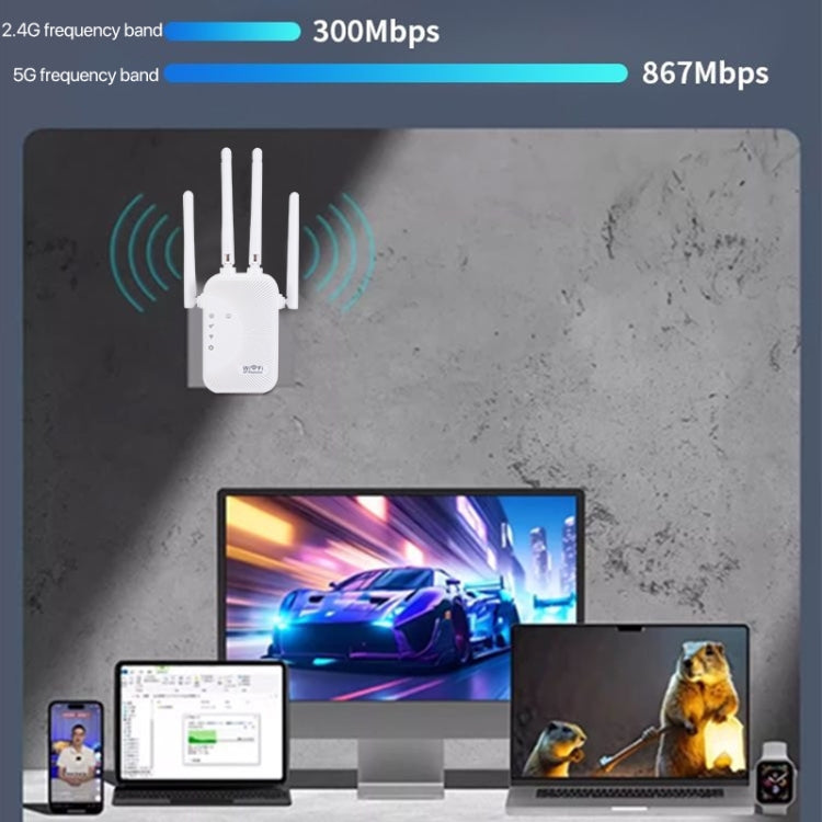 SM-010 Four-antenna 300M Repeater WiFi Wireless Router (US Plug) by buy2fix