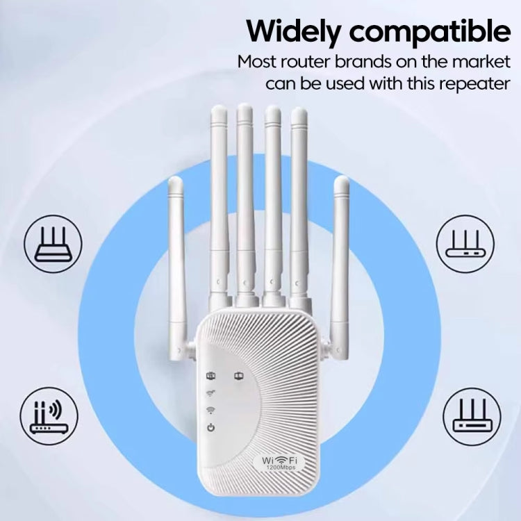 SM-011 Six-antenna 1200M Repeater WiFi Wireless Router (EU Plug) by buy2fix
