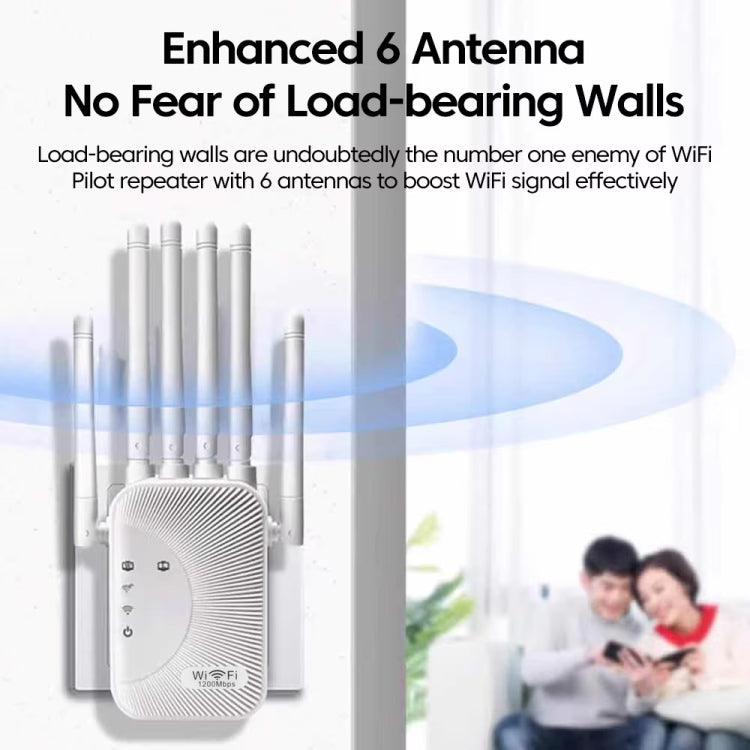 SM-011 Six-antenna 1200M Repeater WiFi Wireless Router (EU Plug) by buy2fix