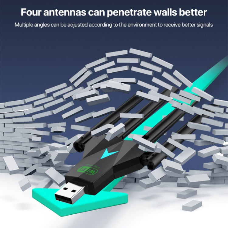 1300Mbps 5G Wireless Network Card Gigabit Dual Band Driver-free USB WiFi Receiver by buy2fix