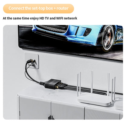 Male RJ45 3 in 1 100M Network Splitter Cable Ethernet Network Coupler by buy2fix