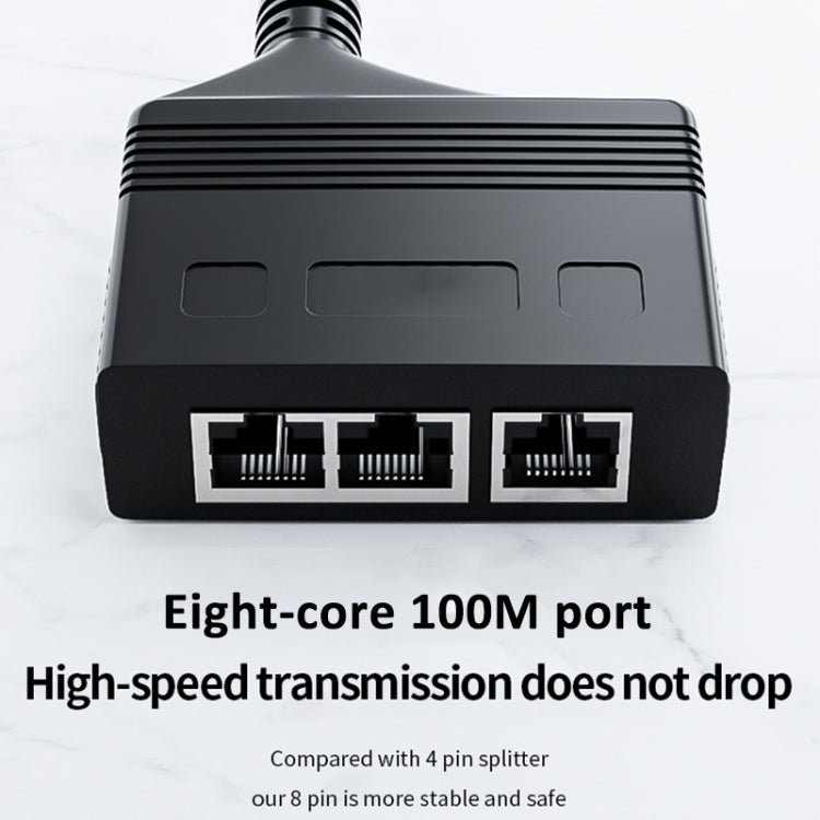 Male RJ45 3 in 1 100M Network Splitter Cable Ethernet Network Coupler by buy2fix