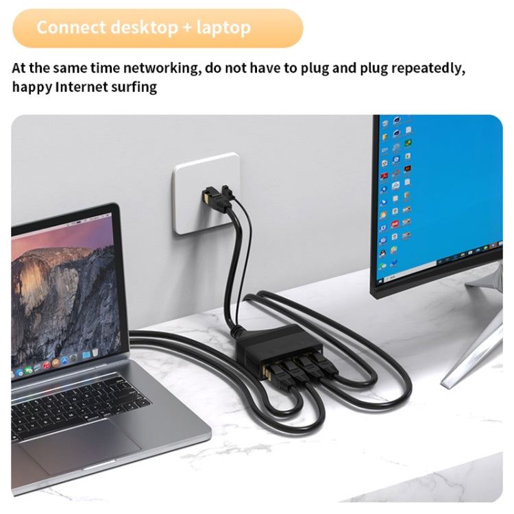 Male RJ45 4 in 1 100M Network Splitter Cable Ethernet Network Coupler by buy2fix