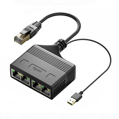 Male RJ45 4 in 1 Gigabit Network Splitter Cable Ethernet Network Coupler by buy2fix
