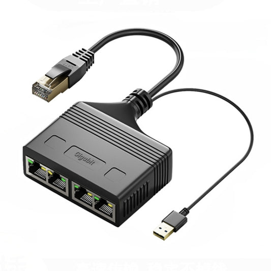 Male RJ45 4 in 1 Gigabit Network Splitter Cable Ethernet Network Coupler by buy2fix