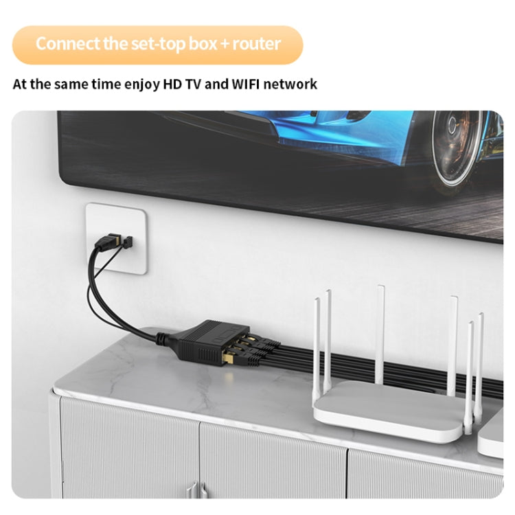 Male RJ45 4 in 1 Gigabit Network Splitter Cable Ethernet Network Coupler by buy2fix