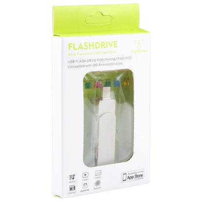 3 in 1 64G USB + 8 Pin + Type-C Metal Rotating Push-pull Flash Disk with OTG Function (Silver) by buy2fix