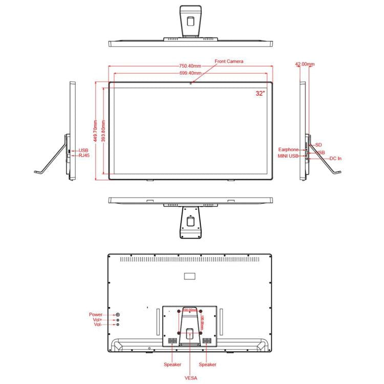 32 inch LCD Display Digital Photo Frame, 2GB+16GB, RK3568 Quad Core, Android 11 - 15 inch Above by buy2fix | Online Shopping UK | buy2fix