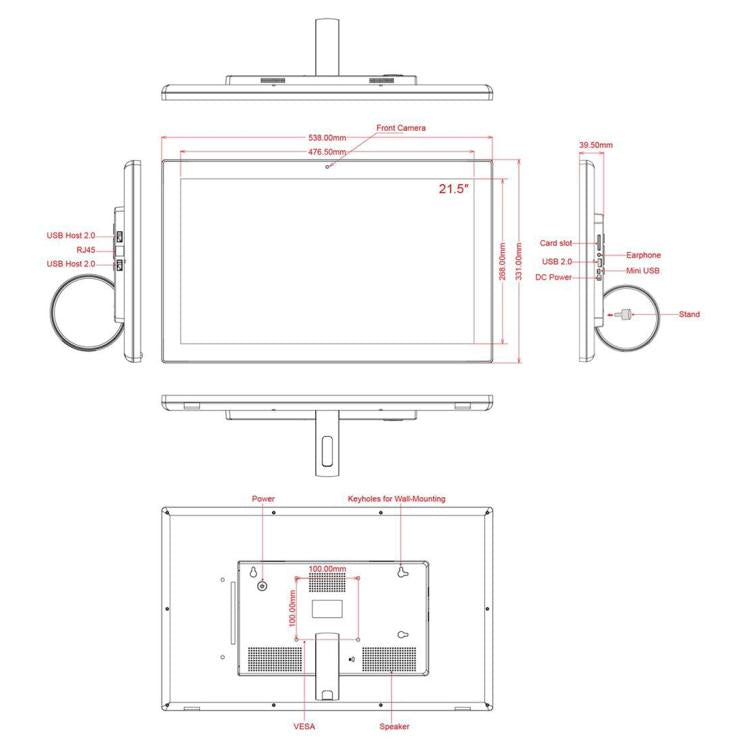 HSD2151 21.5 inch LCD Display Digital Photo Frame, RK3576S Octa Core, Android 14, 4GB+32GB - 15 inch Above by buy2fix | Online Shopping UK | buy2fix