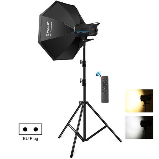 PULUZ 150W 3200K-5600K Kit de lumière flash stroboscopique pour studio photo avec réflecteur softbox et trépied (prise ue)