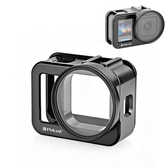 PULUZ  Aluminum Alloy Protective Cage with 58mm UV Lens & Lens Cover for GoPro MISSION 1 / 1 PRO (Black)