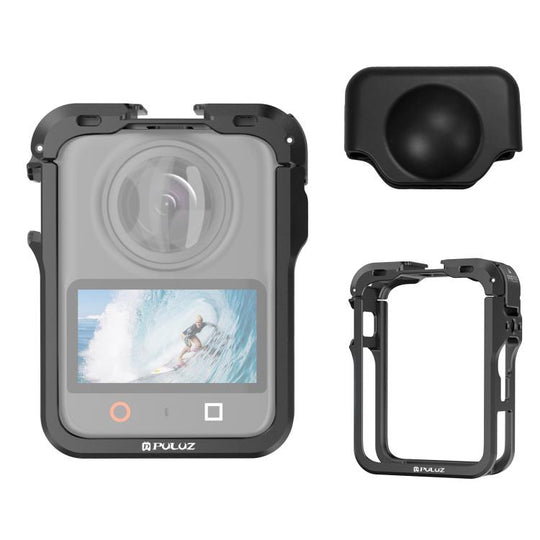 For DJI Osmo 360 II / 360 PULUZ Aluminum Alloy Protective Cage Expansion Frame with Lens Cover (Black)