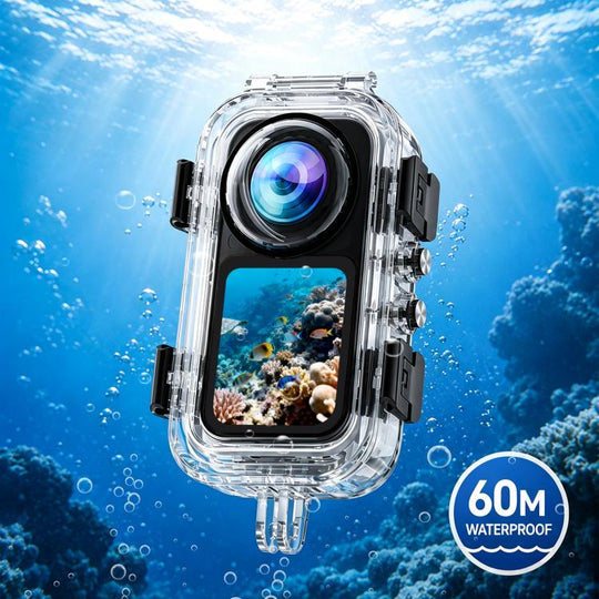 For Insta360 X6 PULUZ 60M / 196FT Underwater Waterproof Housing Invisible Diving Case HD PC Cover with Two-prong Base (Transparent)