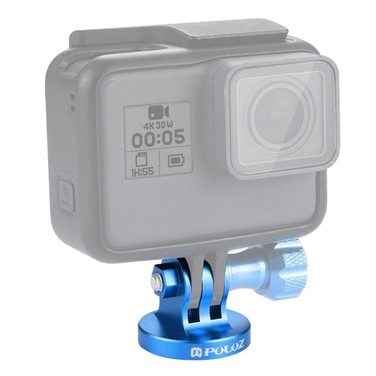 Adaptateur CNC de montage pour trépied à trou de vis PULUZ 1/4 pouces pour GoPro Hero11 Black / HERO10 Black / 9 Black / 8 Black / 7/6/5/5 Session / 4 Session / 4/3 + / 3/2/1, DJI Osmo Action et autres caméras d'action (bleu)