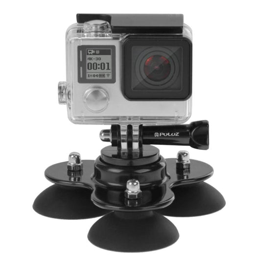 PULUZ Triangle Suction Cup Mount with Screw for GoPro, Insta360, DJI and Other Action Cameras(Black) - Holder by PULUZ | Online Shopping UK | buy2fix
