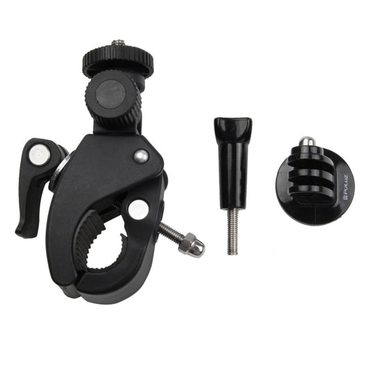 PULUZ Motorcycle Bicycle Handlebar Holder with Tripod Mount & Screw for GoPro, Insta360, DJI and Other Action Cameras(Black) - Bicycle Handlebar Mount by PULUZ | Online Shopping UK | buy2fix