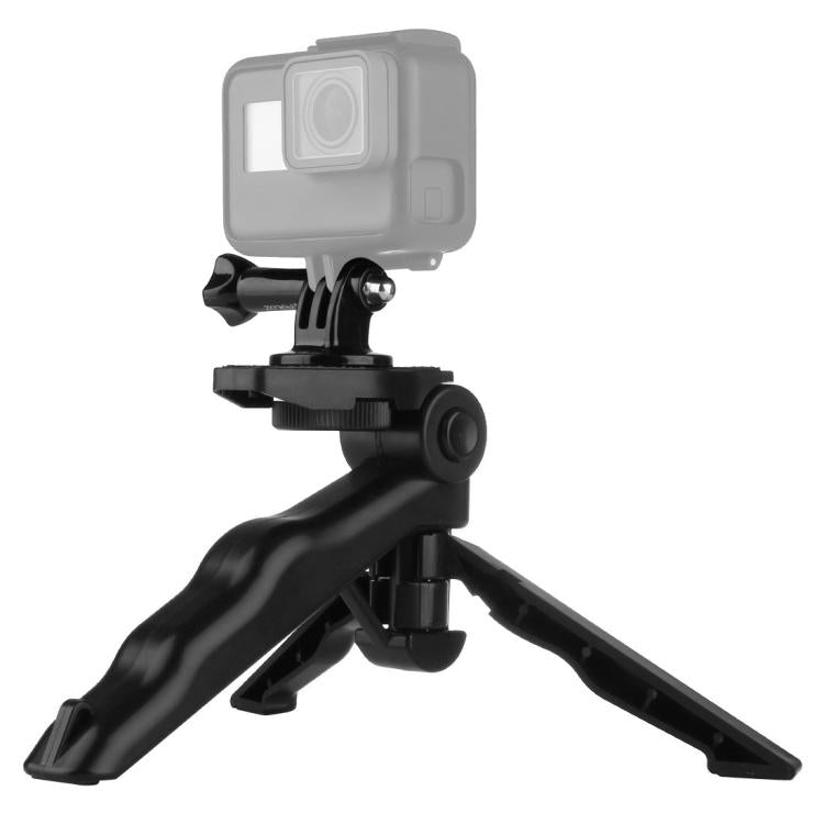 PULUZ Grip Folding Tripod Mount with Adapter & Screws for GoPro, Insta360, DJI and Other Action Cameras, Load Max: 2kg(Black) - Portable Mini Tripod by PULUZ | Online Shopping UK | buy2fix