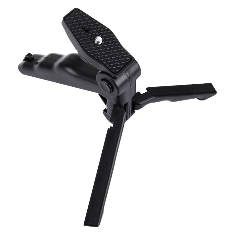 PULUZ Grip Folding Tripod Mount with Adapter & Screws for GoPro, Insta360, DJI and Other Action Cameras, Load Max: 2kg(Black) - Portable Mini Tripod by PULUZ | Online Shopping UK | buy2fix