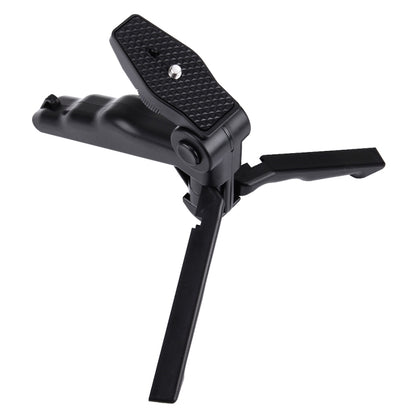 PULUZ Grip Folding Tripod Mount with Adapter & Screws for GoPro, Insta360, DJI and Other Action Cameras, Load Max: 2kg(Black) - Portable Mini Tripod by PULUZ | Online Shopping UK | buy2fix