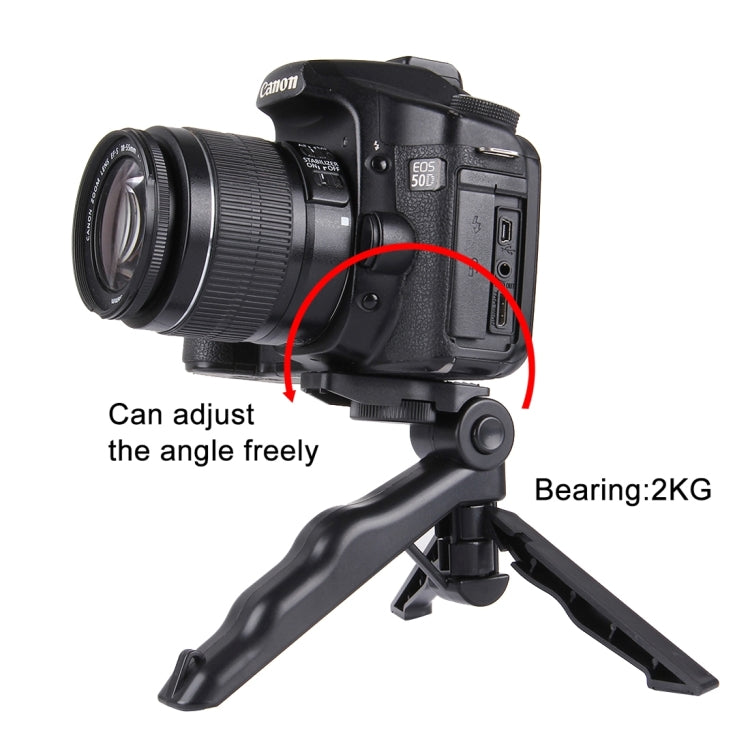 PULUZ Grip Folding Tripod Mount with Adapter & Screws for GoPro, Insta360, DJI and Other Action Cameras, Load Max: 2kg(Black) - Portable Mini Tripod by PULUZ | Online Shopping UK | buy2fix